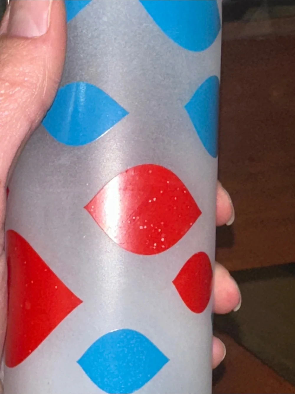 Retro Frosted Highball Glasses with Red & Blue Dot Pattern - Set of 6 - Picture 7 of 7